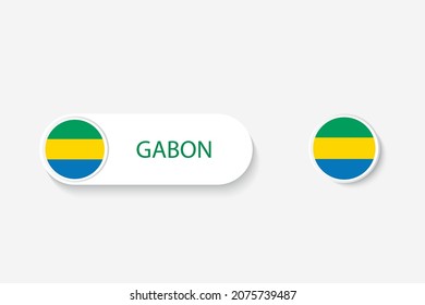 Gabon Button Fahne in Illustration von oval geformt mit Wort von Gabun. Und Button-Fahne Gabon. 