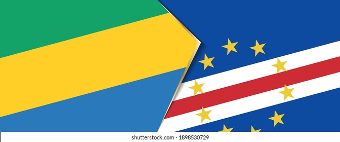 Gabon and Cape Verde flags, two vector flags symbol of relationship or confrontation.