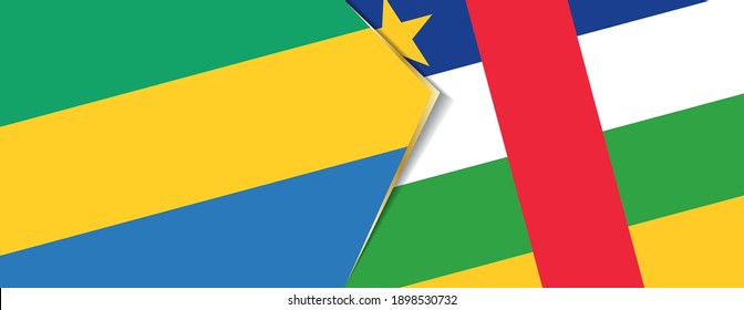 Banderas del Gabón y la República Centroafricana, dos banderas vectoriales símbolo de relación o enfrentamiento.