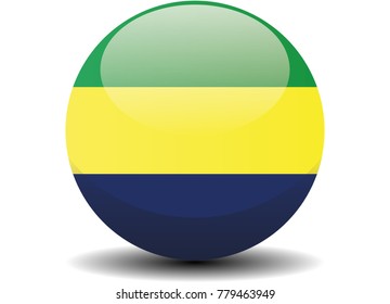 Gabon circle button flag background texture. Vector illustration.