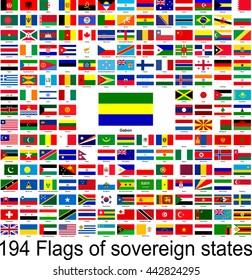 Gabon, collection of vector images of flags of the world