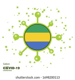 Gabon Coronavius Flag Awareness Background. Stay home, Stay Healthy. Take care of your own health. Pray for Country