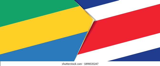 Banderas de Gabón y Costa Rica, dos banderas vectoriales símbolo de relación o enfrentamiento.