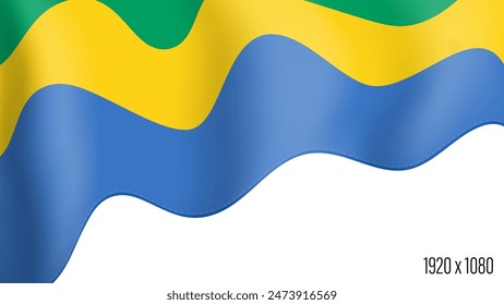 Gabon country flag realistic independence day background. Gabon commonwealth banner in motion waving, fluttering in wind. Festive patriotic HD format template for independence day