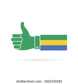 Gabon country flag thumbs up vector icon