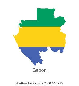 Gabon country modern map vector, illustration. Gabon Flag colors.
