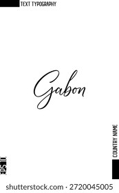 Gabão   - Nome do país Design de vetor de texto com tipografia cursiva elegante 