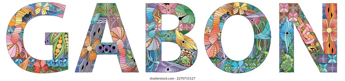 Gabon is a country on the west coast of Central Africa. Vector decorative zentangle object.