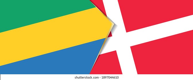 Gabon and Denmark flags, two vector flags symbol of relationship or confrontation.