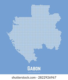 Gabon dotted map with circular dot pattern, abstract vector geographic silhouette on blue background