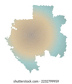 Gabon dotted map. Digital style shape of Gabon. Tech icon of the country with gradient dots. Radiant vector illustration.