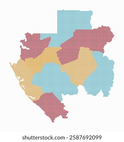 Gabon dotted map. Digital style map of the country on a white background. Gabon shape with square dots. Colored dots style. Small size squares. Classy vector illustration.
