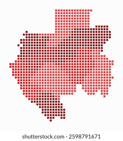 Gabon dotted map. Digital style map of the country on white background. Gabon shape with square dots. Colored dots style. Large size squares. Stylish vector illustration.