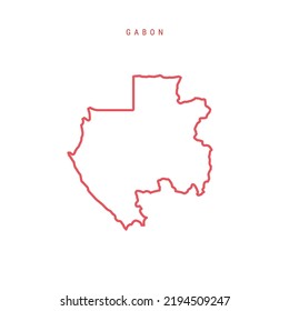 Gabun bearbeitbare Rahmenkarte. gabunische rote Grenze. Ländername. Passen Sie das Zeilengewicht an. Wechseln Sie zu einer beliebigen Farbe. Vektorgrafik.