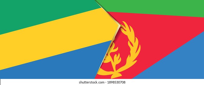 Gabon and Eritrea flags, two vector flags symbol of relationship or confrontation.