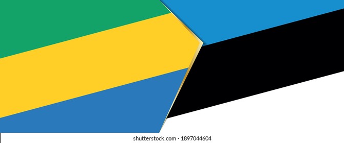 Gabon and Estonia flags, two vector flags symbol of relationship or confrontation.
