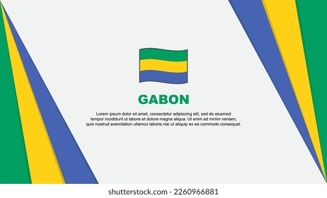 Plantilla de diseño de fondo de resumen de bandera de Gabón. Ilustración del vector de caricaturas del Día de la Independencia de Gabón. Bandera de Gabón