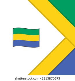 Plantilla de diseño de fondo de resumen de bandera de Gabón. Cartel del Día de la Independencia de Gabón en medios sociales. Caricatura de Gabón