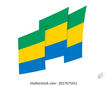 Gabon flag in an abstract ripped design. Modern design of the Gabon flag. Vector icon.