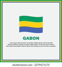 Plantilla de diseño de fondo de bandera de Gabón. Cartel del Día de la Independencia de Gabón en medios sociales. Banner de Gabón