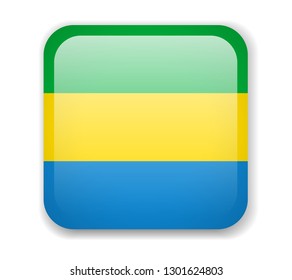 Gabon flag bright square icon. Vector Illustration