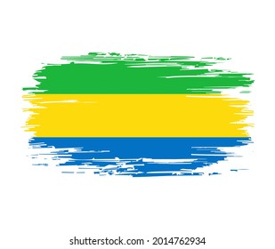 Fondo grueso del pincel de la bandera de Gabón. Ilustración vectorial.