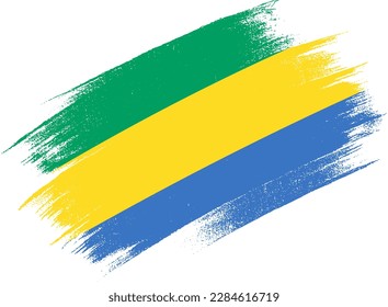 Gabon flag with brush paint textured isolated  on png  background