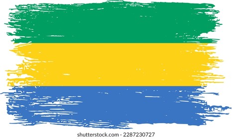 Bandera de Gabón con pintura de pincel texturada aislada en fondo de png