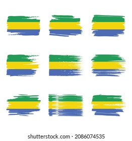 Pinceladas de pincel de bandera de Gabón pintadas