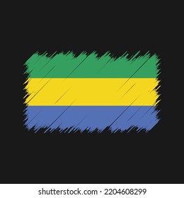 Gabon flag brush strokes painted 