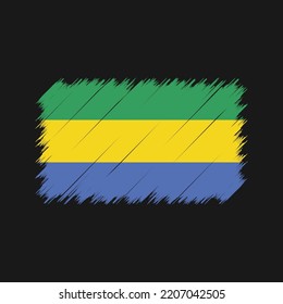Gabon Flag Brush Strokes Painted