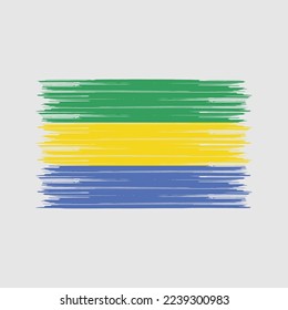 Gabon Flag Pinselspitze Vektorgrafik