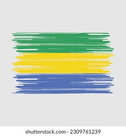Gabon Flag Brush Vector Illustration