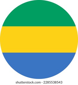Gabon flag button on white background