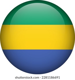 Gabon flag button. Round flag of Gabon. Vector flag, symbol. Colors and proportion correctly.
