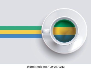 Bandera de Gabón con café en la parte superior, ilustración vectorial. 

