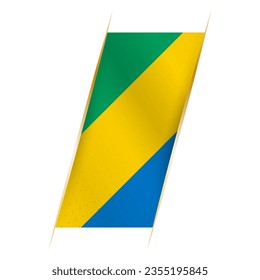 Gabon flag in the form of a banner with waving effect and shadow. Modern vector design.