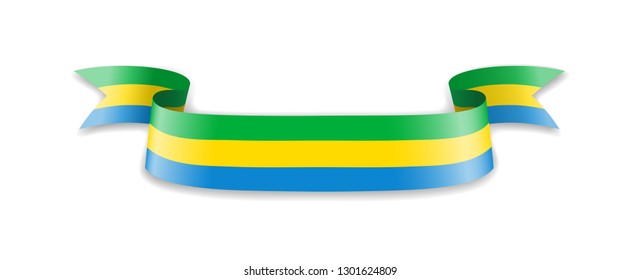 Gabon flag in the form of wave ribbon. Vector illustration.
