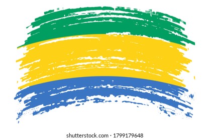 Gabon flag in grunge brush stroke, vector image