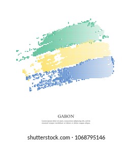 Gabon flag with halftone effect, grunge texture. Isolated on white background. Vector illustration.