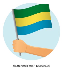 Gabon flag in hand. Patriotic background. National flag of Gabon vector illustration