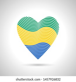 Gabon flag, Heart, stripes, I love Gabon, state symbols, vector illustration
