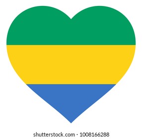 gabon flag in heart vector illustration sign. Flag of gabon in the shape of Heart with contrasting contour, symbol of love for his country or valentine day, patriotism.