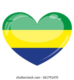 Gabon Flag Heart Vector Silhouette