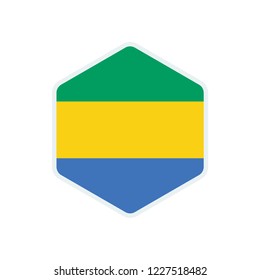 Gabon flag. Gabon hexagon flag.