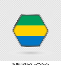 Bandera de Gabón en un marco hexagonal.