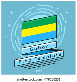 Gabon Flag  : Flag Icon With Festive Background : Vector Illustration