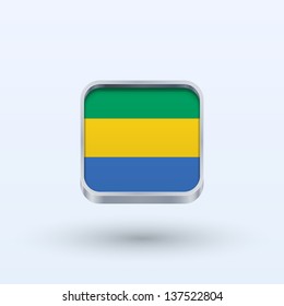 Gabon flag icon square form on gray background. Vector illustration.
