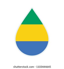 Gabon flag icon. Water icon. Drop water. Gabon badge. Flag drop.