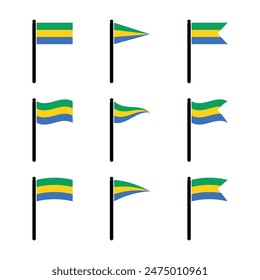 gabon  flag icons with pole symbol vector illustration
